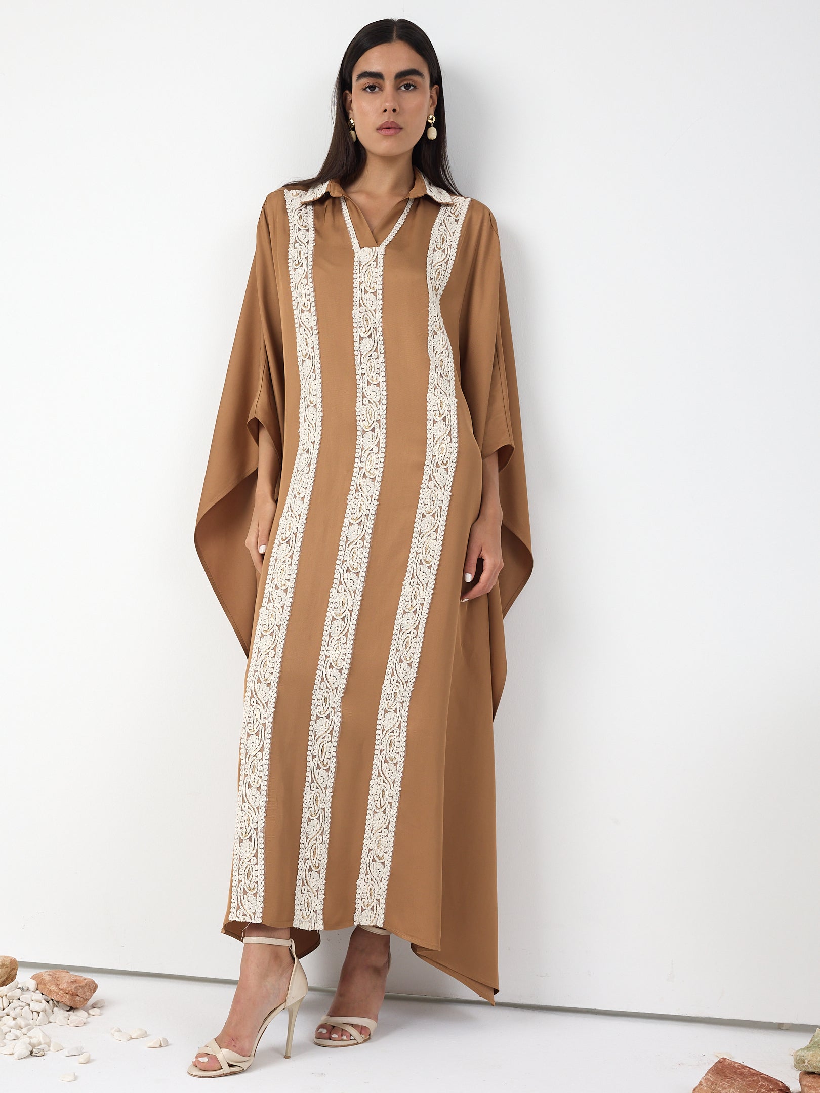 Cinnamon Lace Detail Kaftan Dress - Store WF