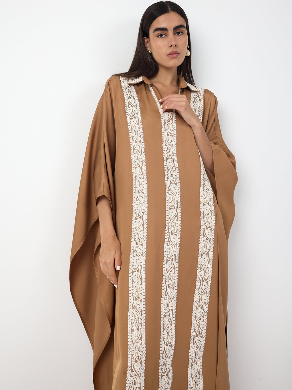 Cinnamon Lace Detail Kaftan Dress