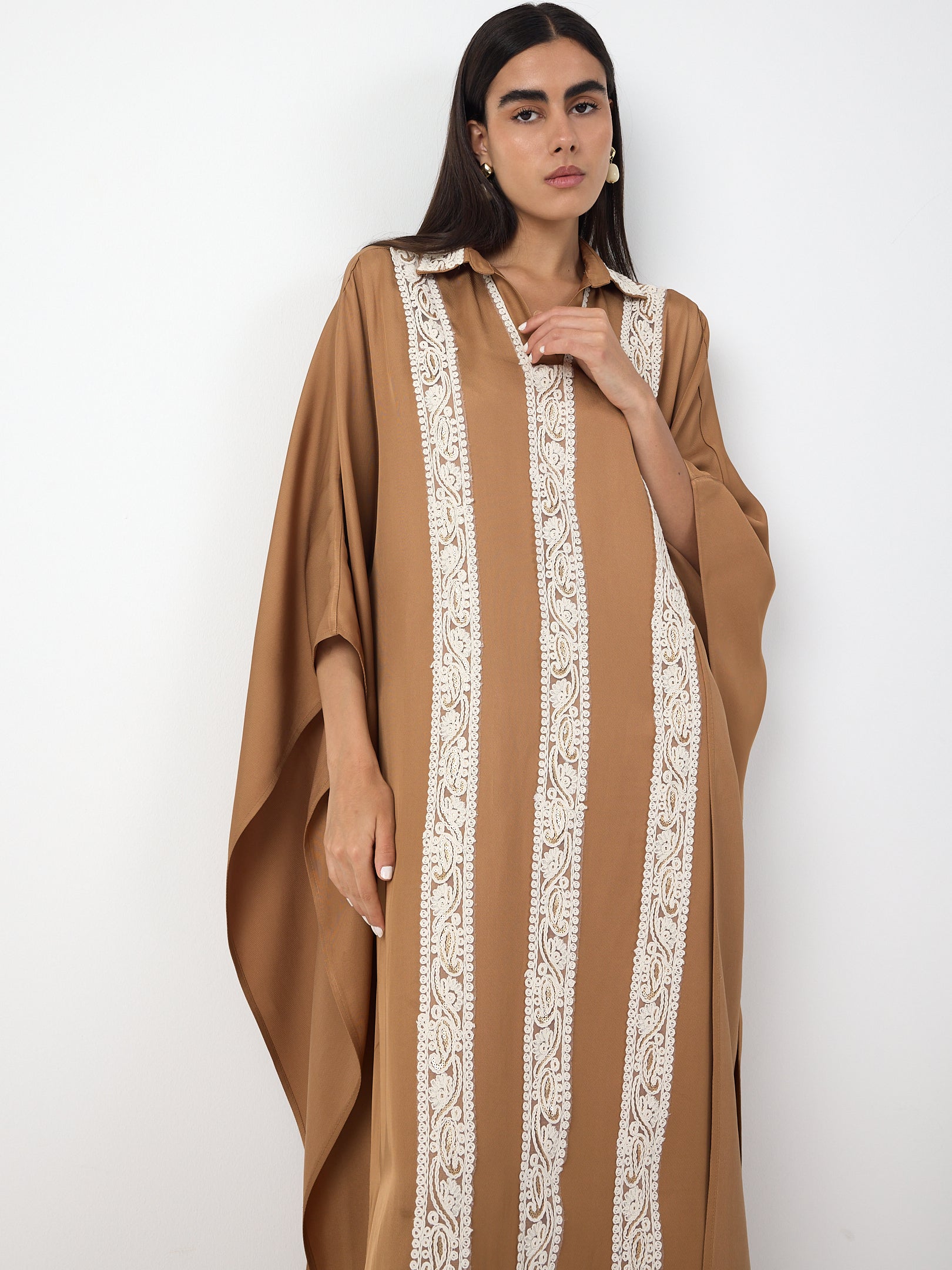 Cinnamon Lace Detail Kaftan Dress