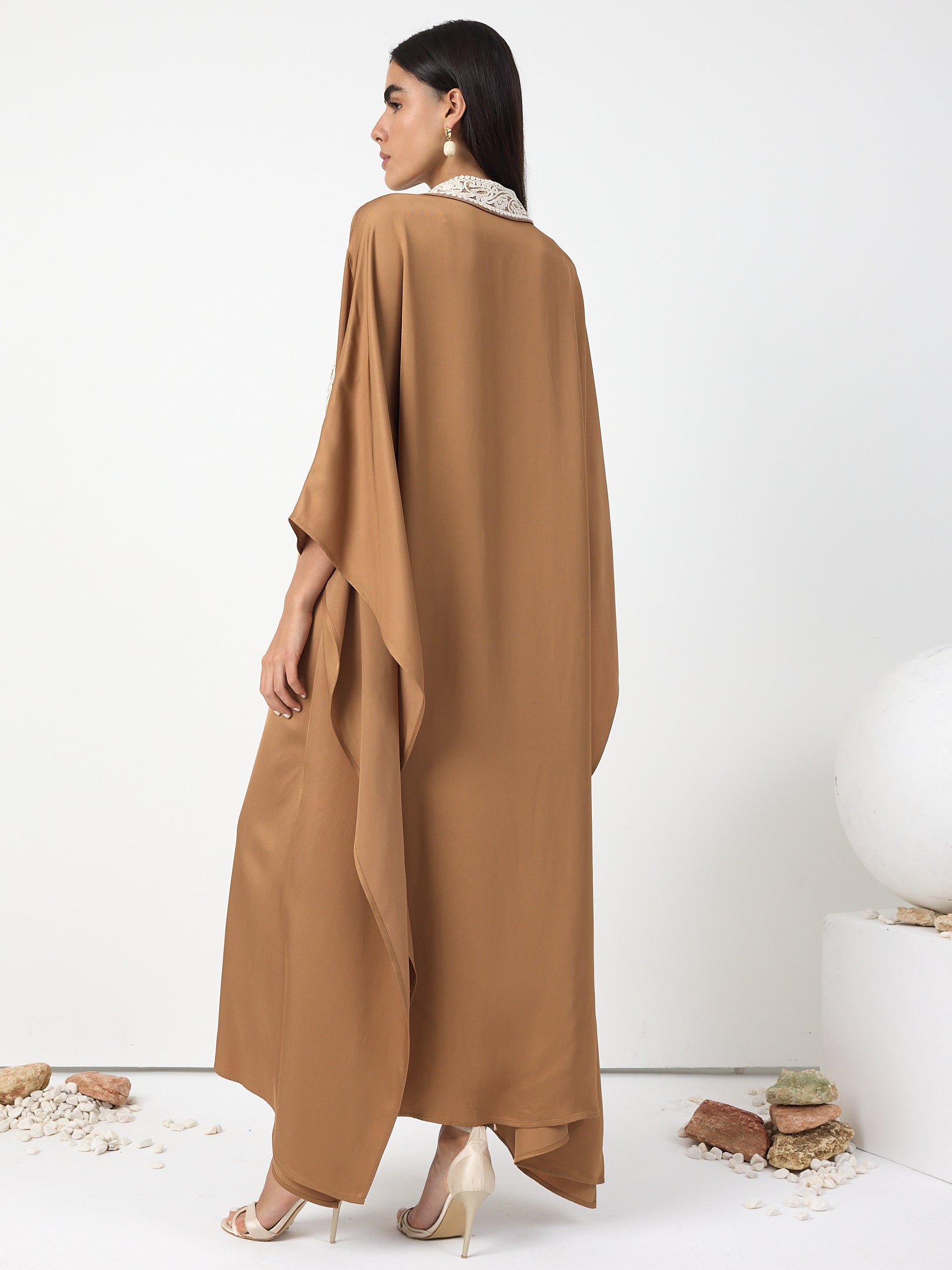 Cinnamon Lace Detail Kaftan Dress - Store WF
