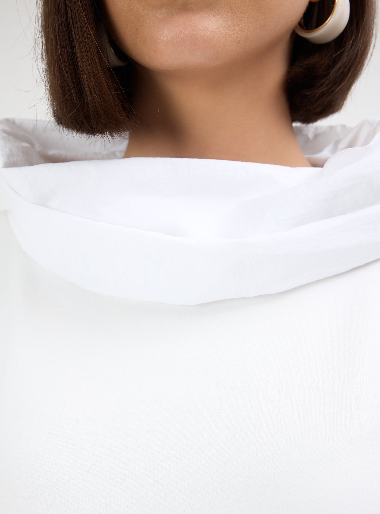 White Ivory Funnel Neck Oversized Set - Store WF