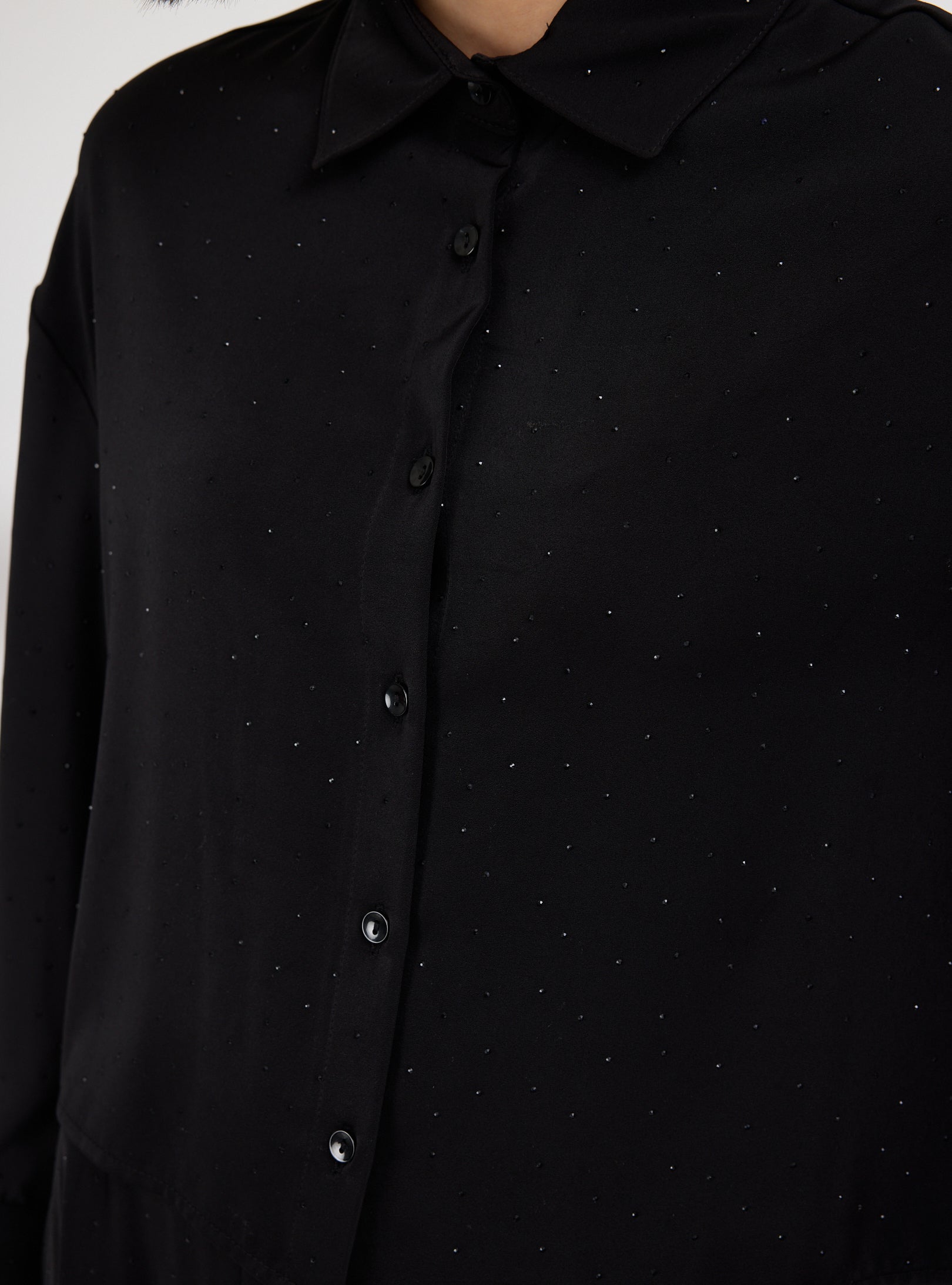 Black Crystal Embellished Skirt & Shirt Set - Store WF