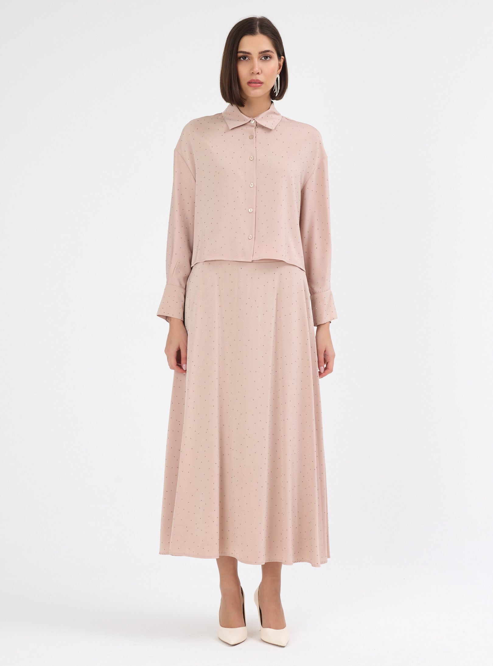 Crystal Embellished Skirt & Shirt Set - Store WF