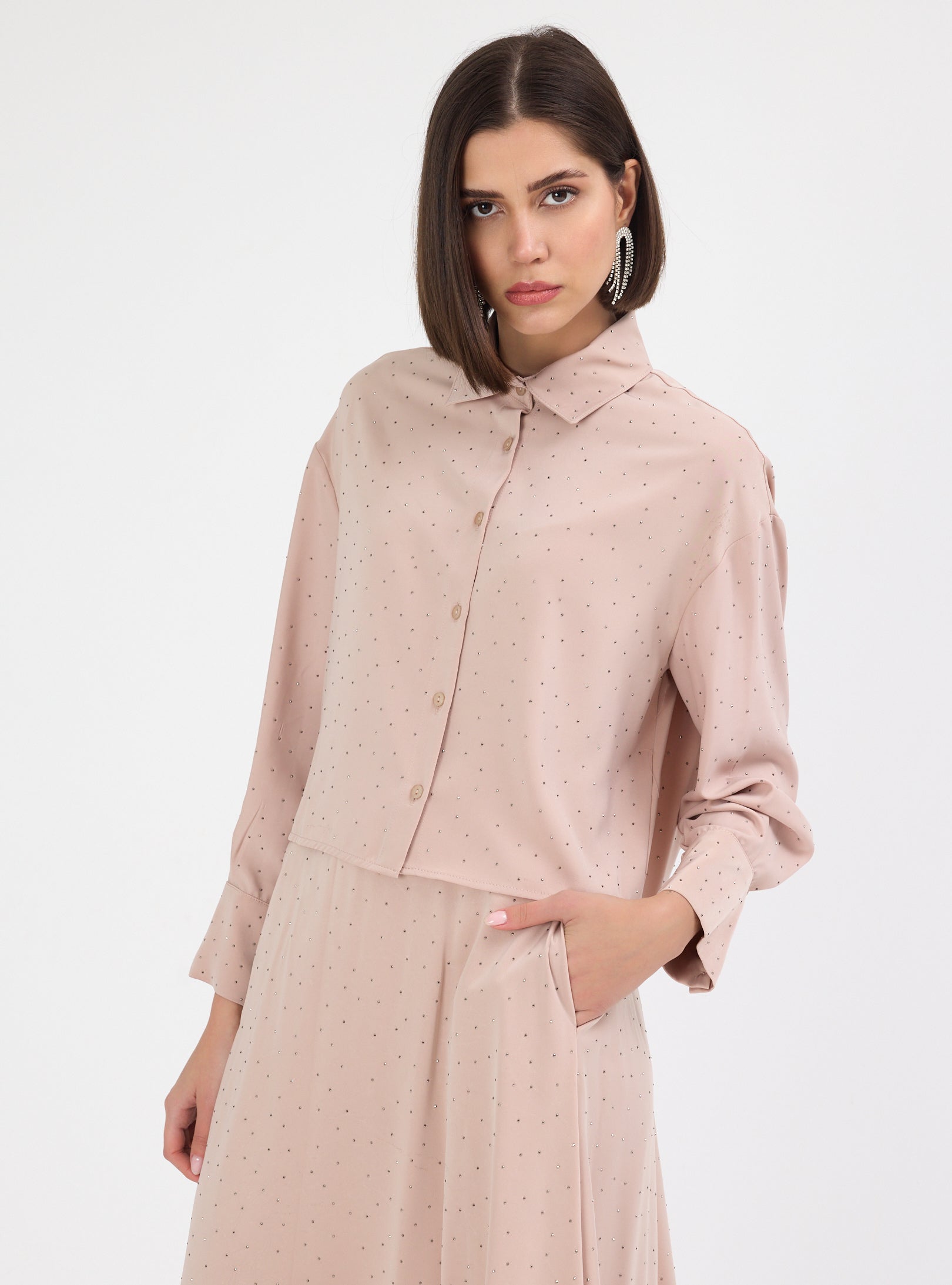 Crystal Embellished Skirt & Shirt Set - Store WF