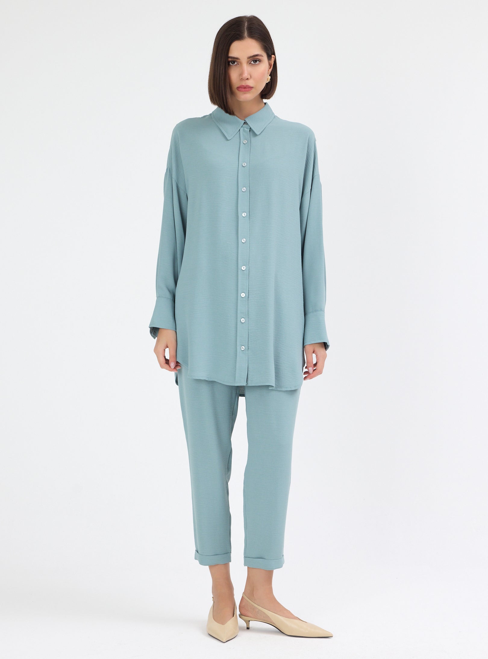 ⁠Sage Button-Down Tunic & Pants Set - Store WF