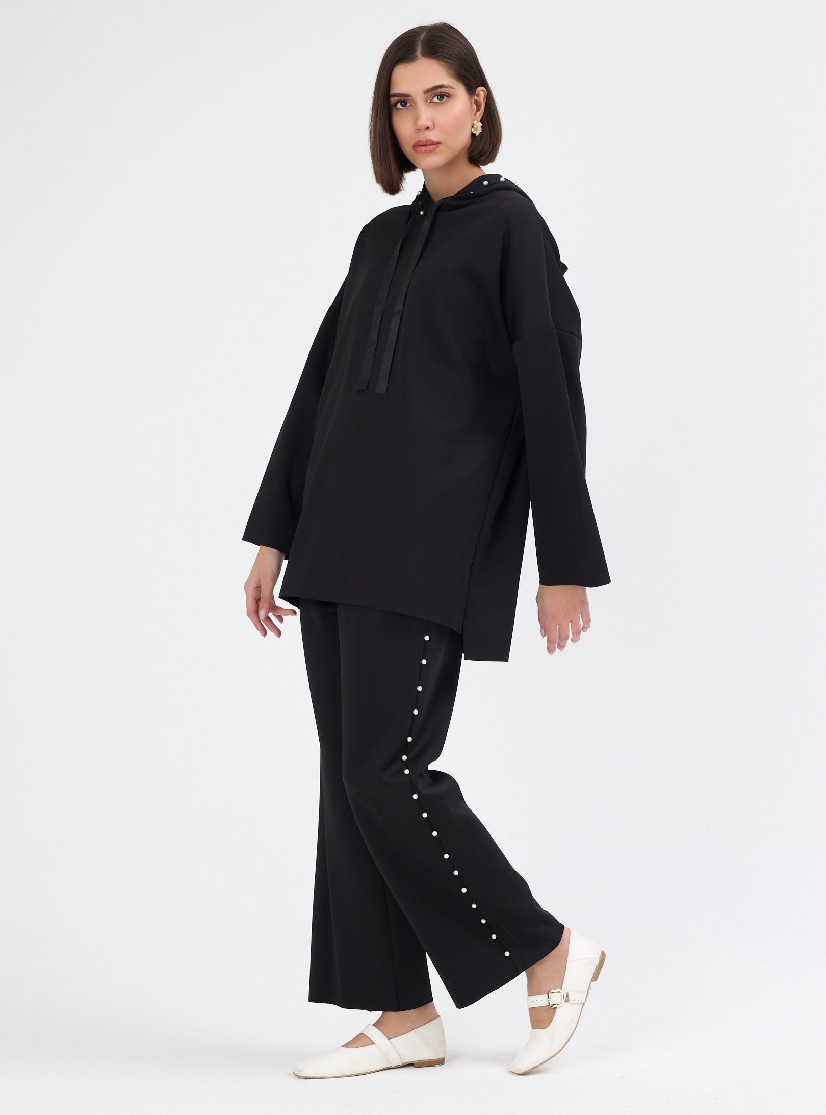 Black Pearl detailed Scuba Tracksuit Set - Store WF