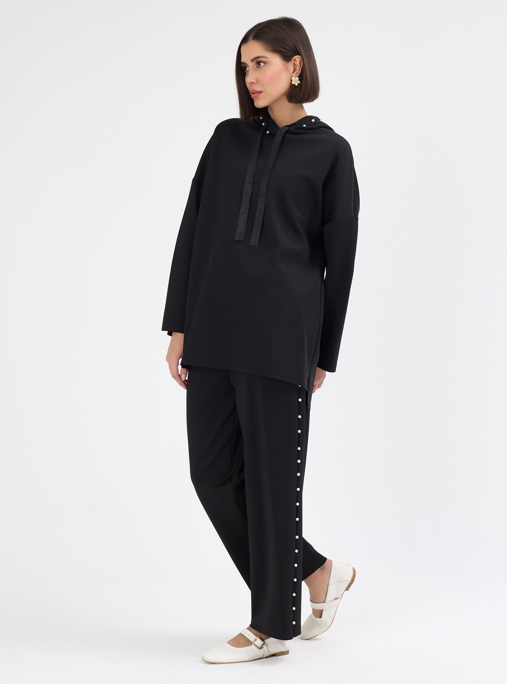 Black Pearl detailed Scuba Tracksuit Set - Store WF