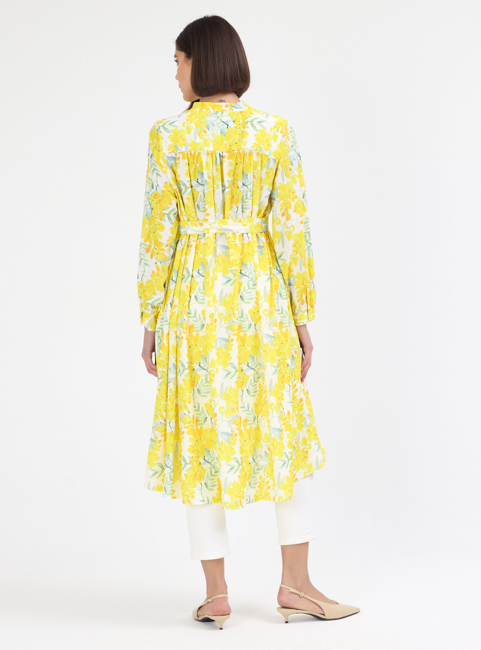 Yellow Flower Print Shirt Tunic - Store WF