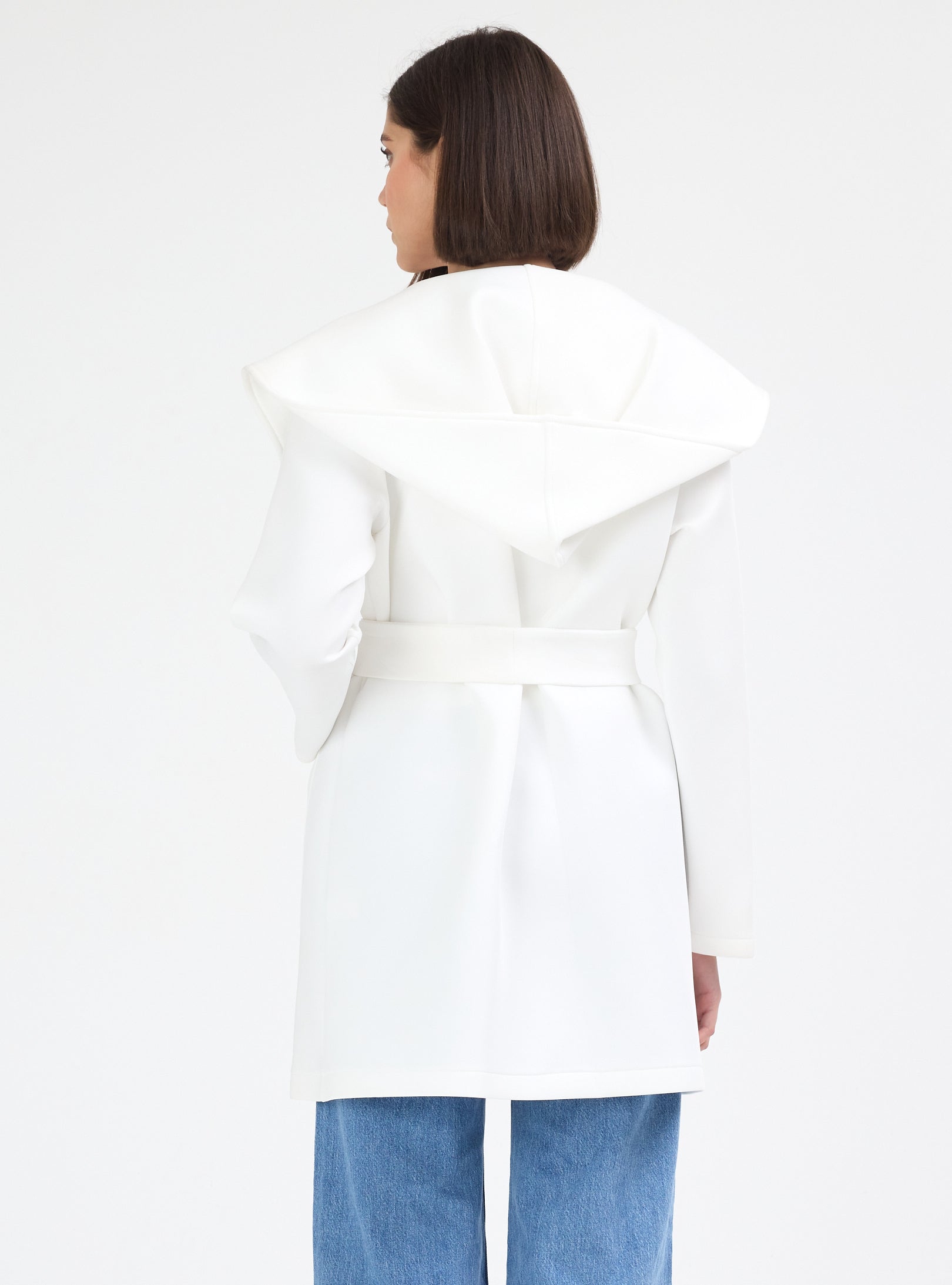 White Scuba Belted Jacket - Store WF