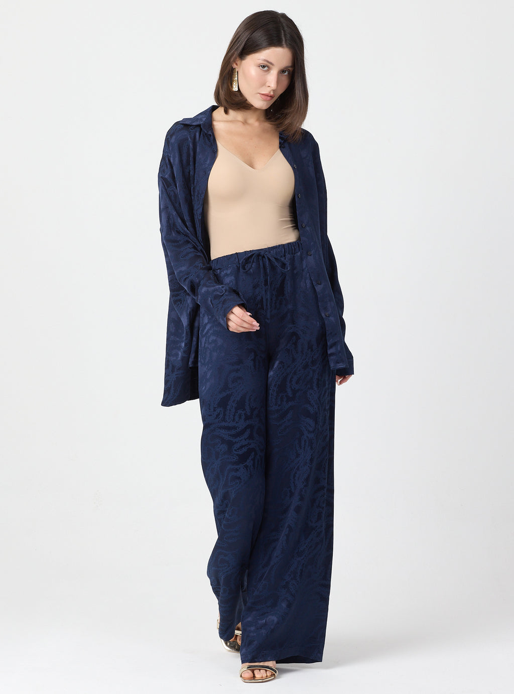 Relaxed Fit Shirt & Elastic Waist Pants Set