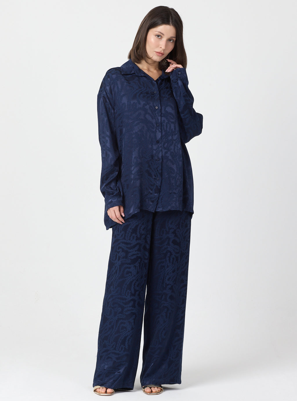 Relaxed Fit Shirt & Elastic Waist Pants Set