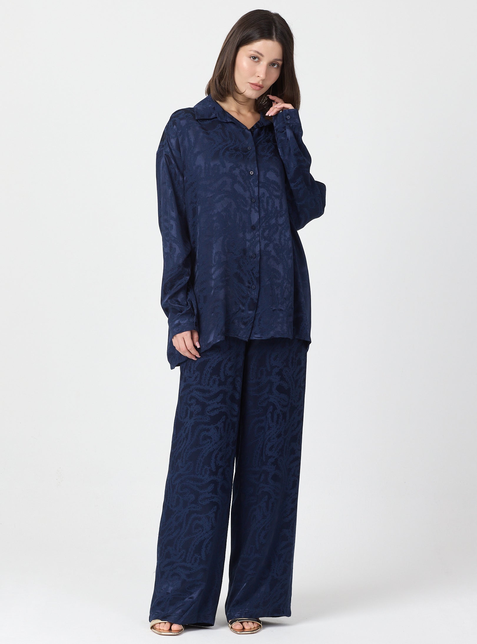 Relaxed Fit Shirt & Elastic Waist Pants Set