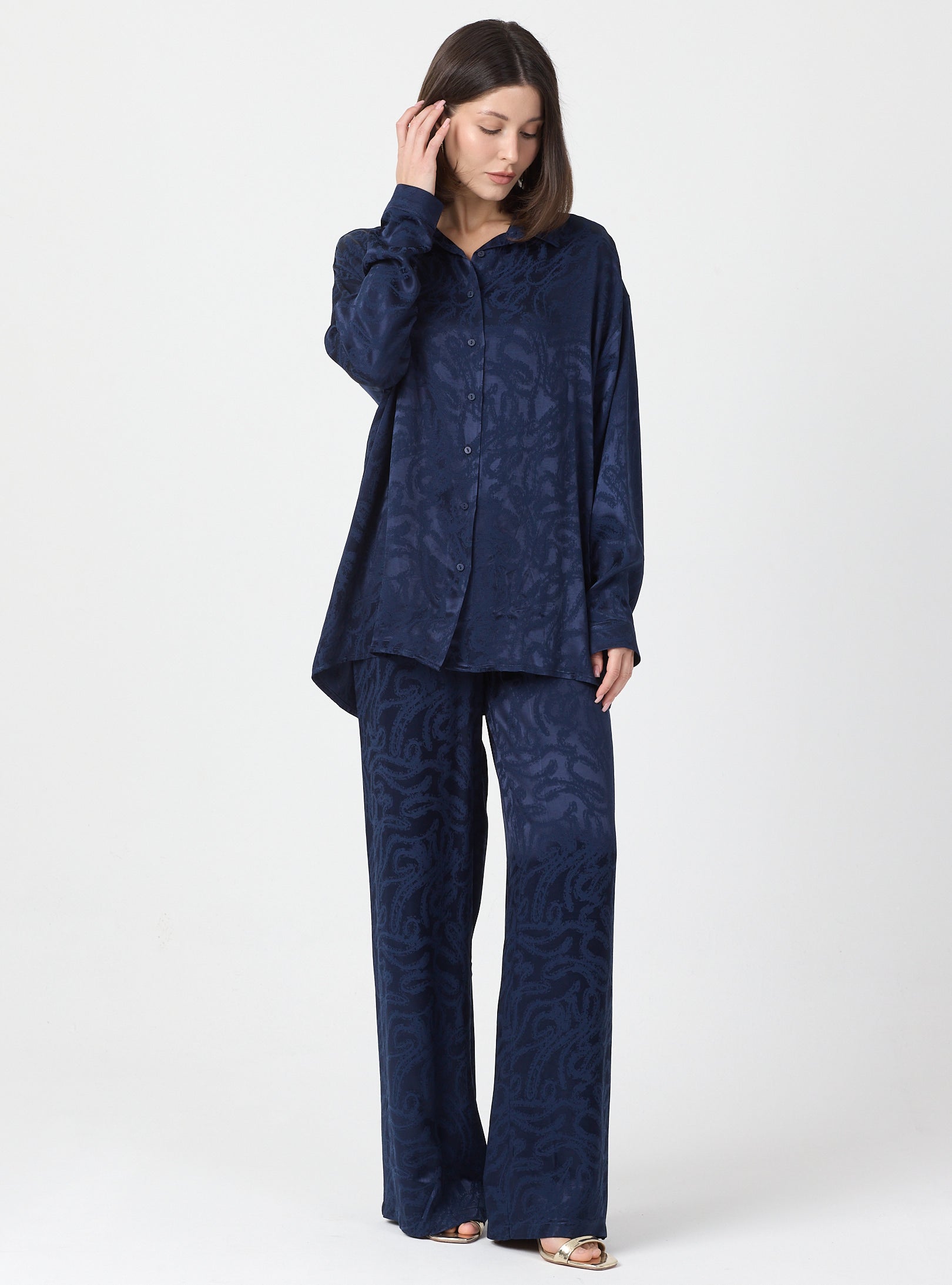 Relaxed Fit Shirt & Elastic Waist Pants Set