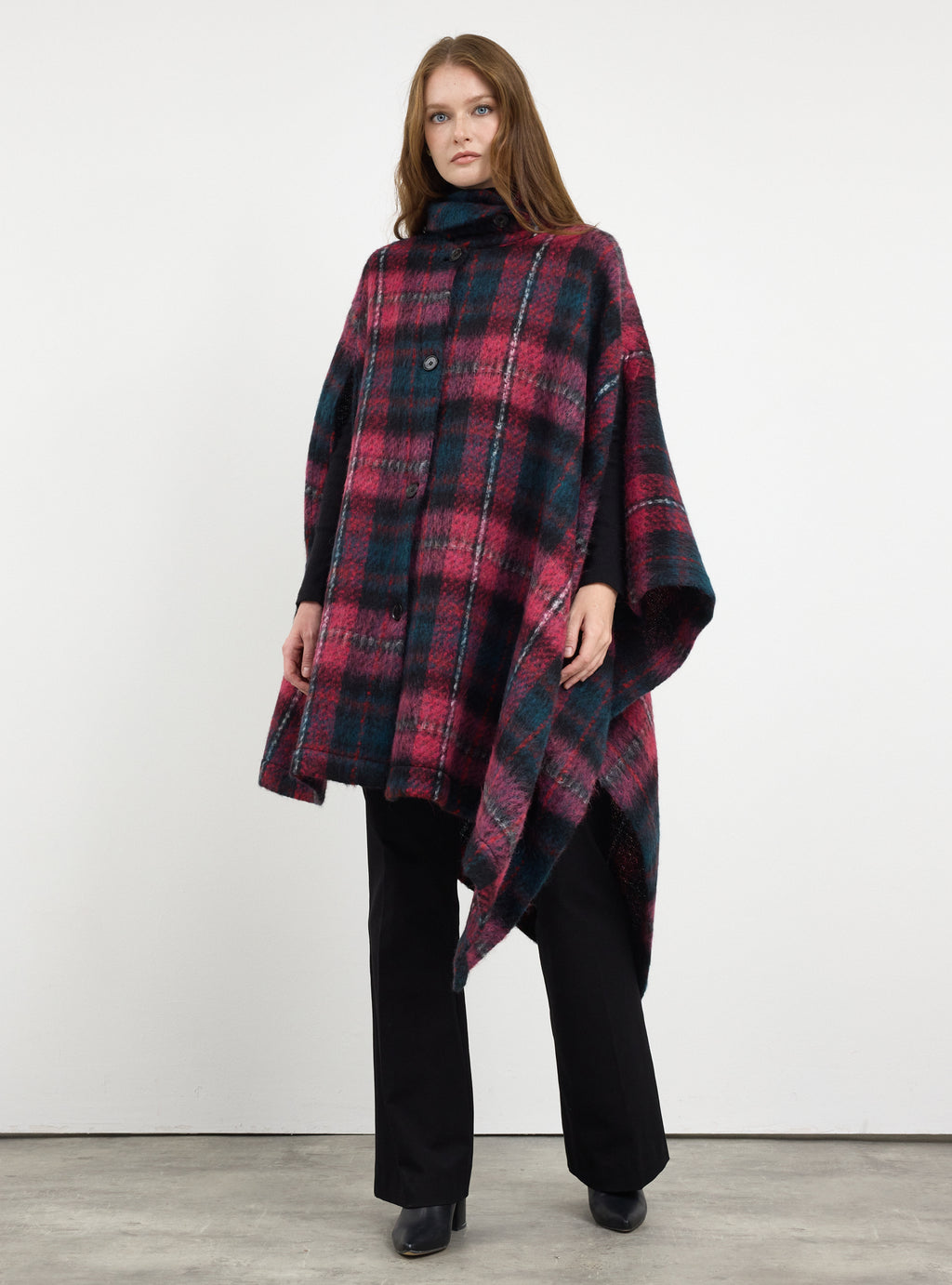 Wool blend buttoned cape