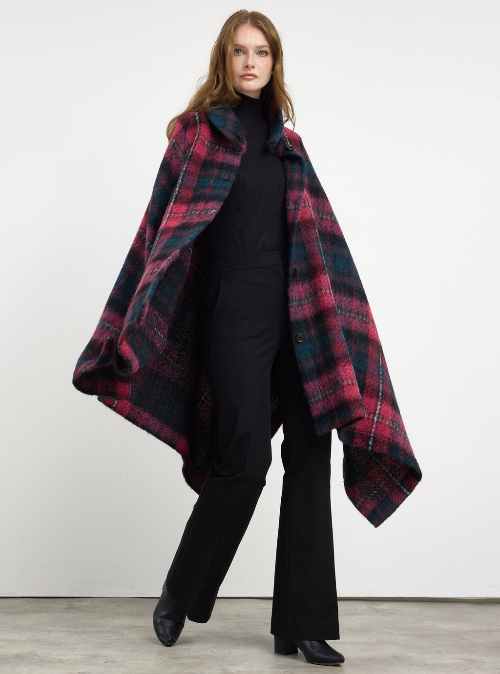 Wool blend buttoned cape