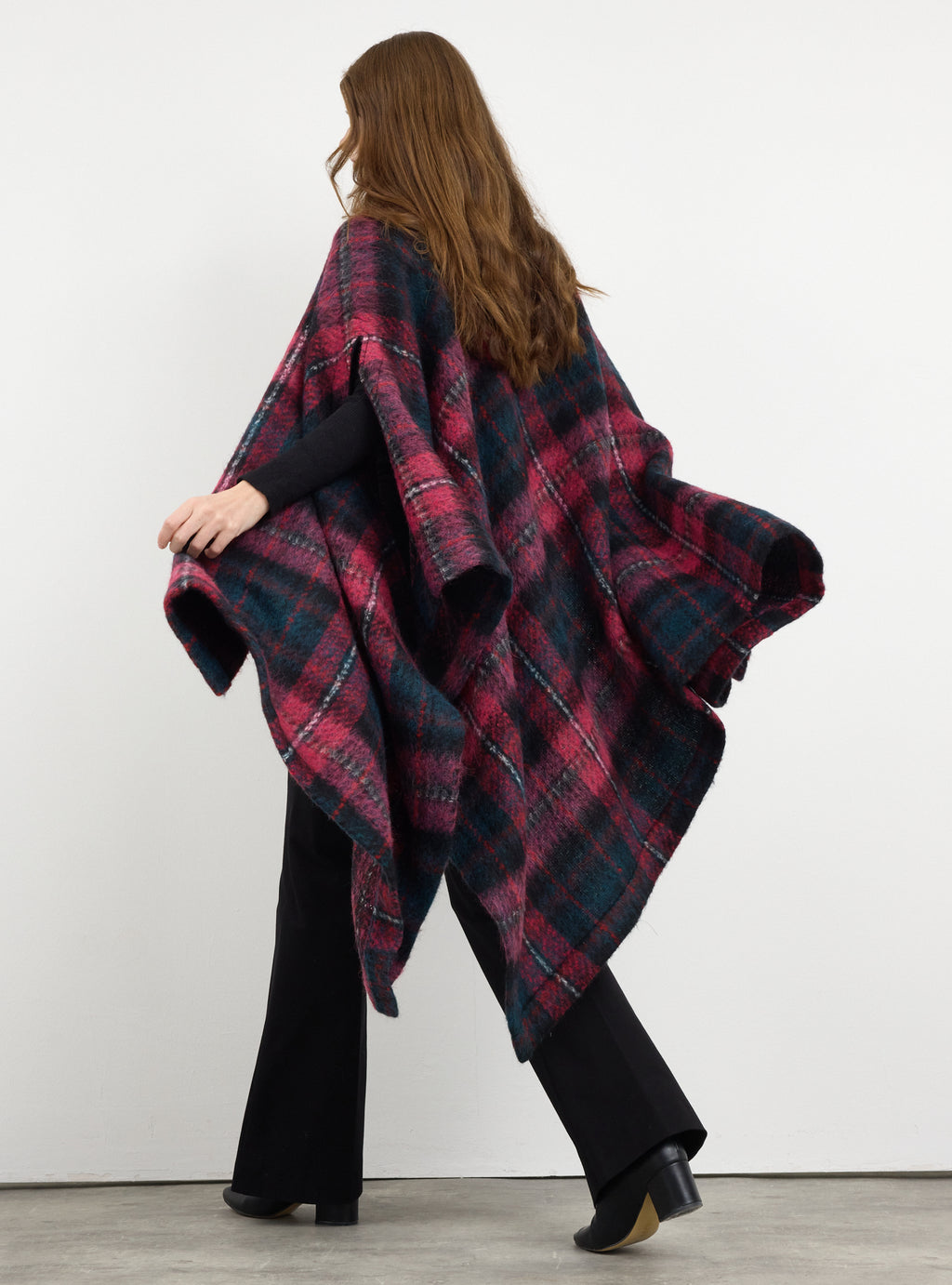 Wool blend buttoned cape