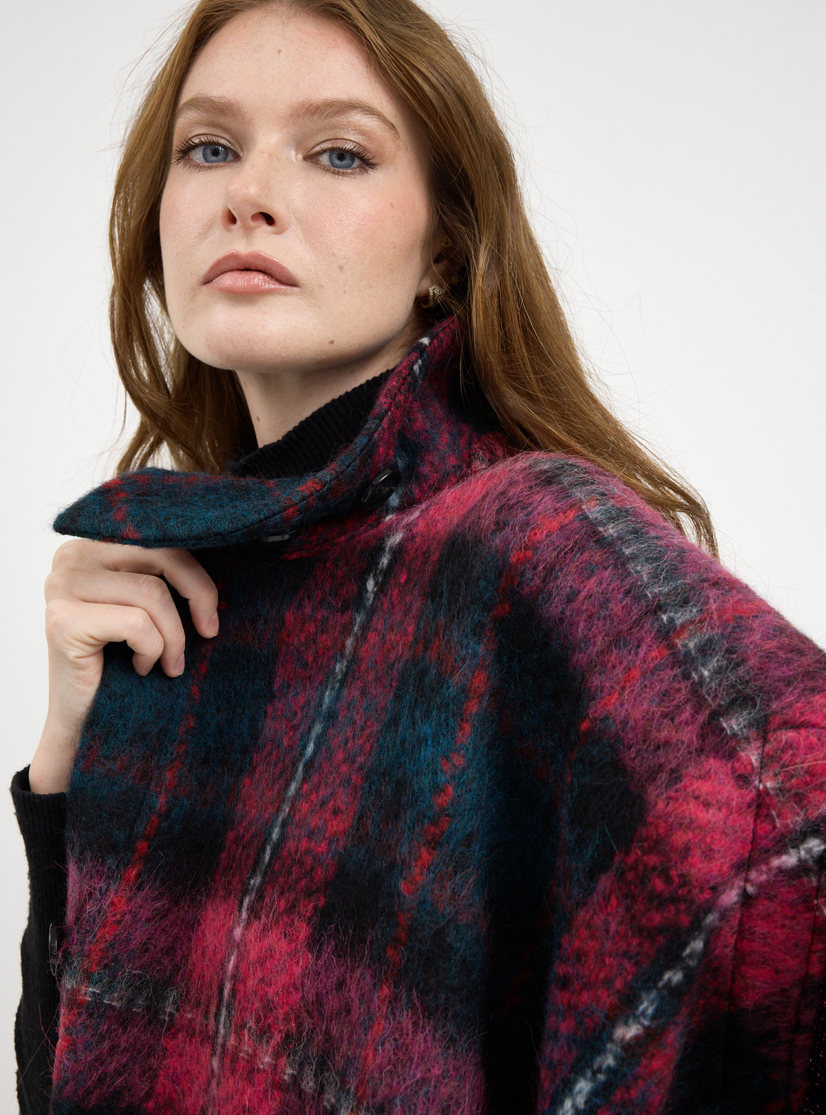 Wool blend buttoned cape