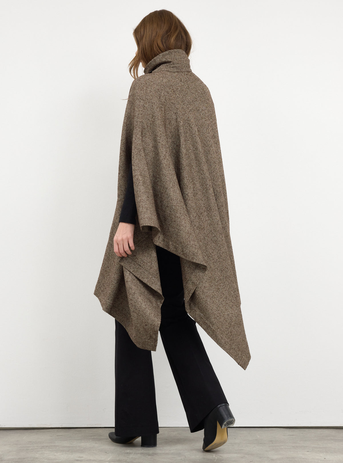 Brown Wool Cape Jacket - Store WF