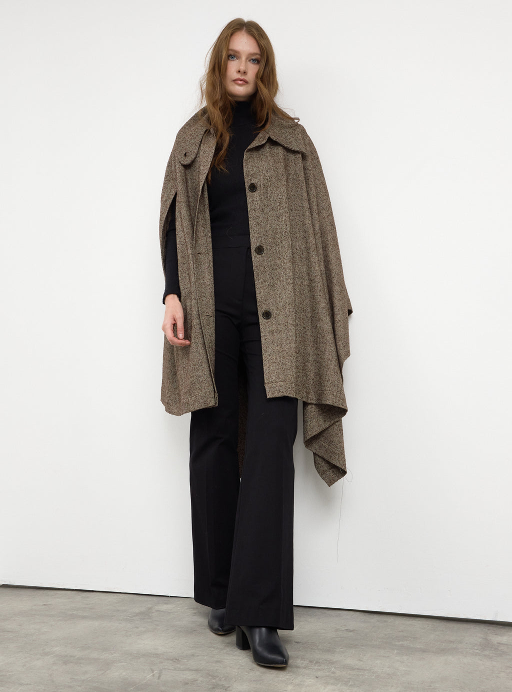 Brown Wool Cape Jacket - Store WF