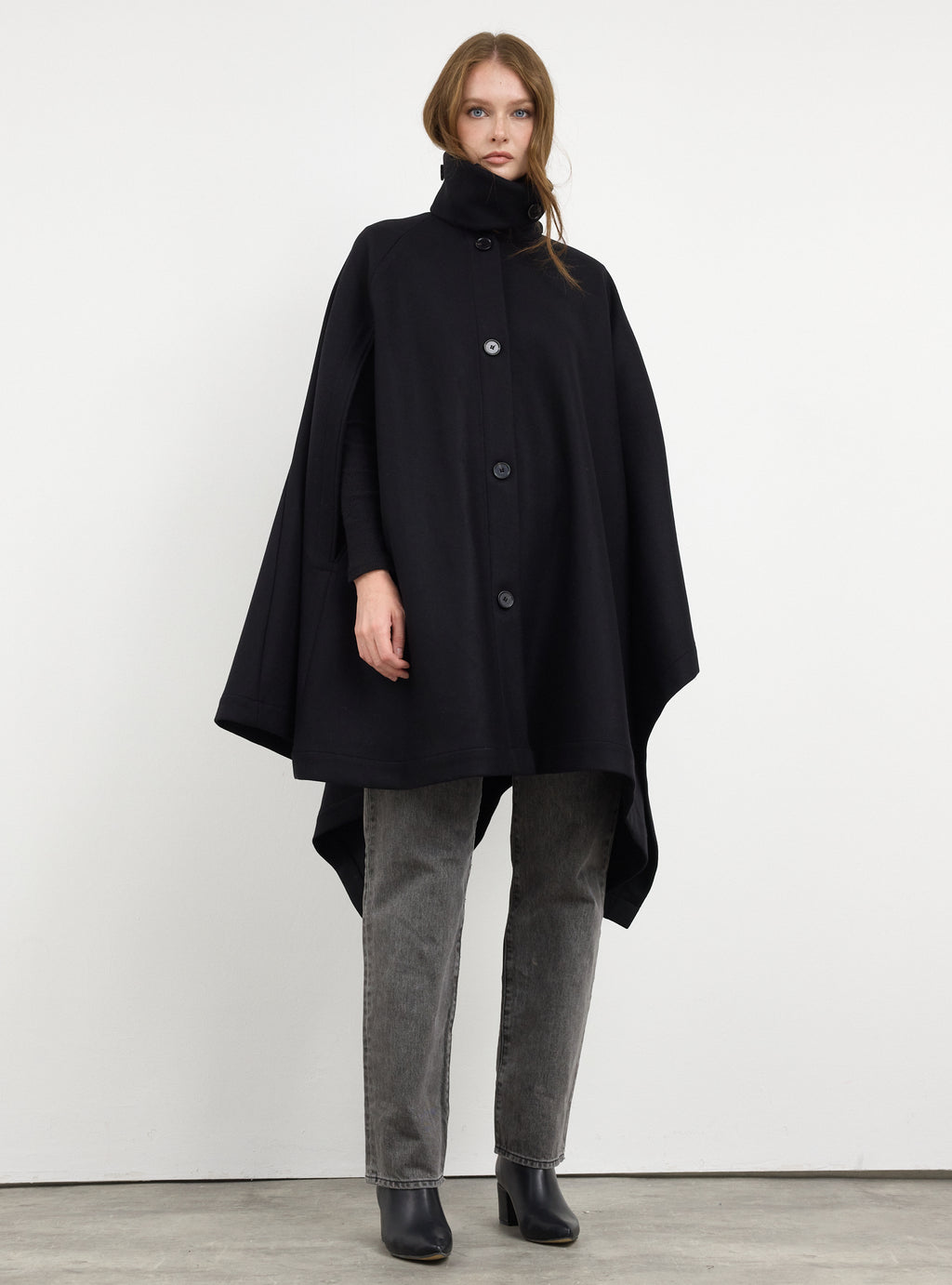 Black Wool Cape Jacket - Store WF