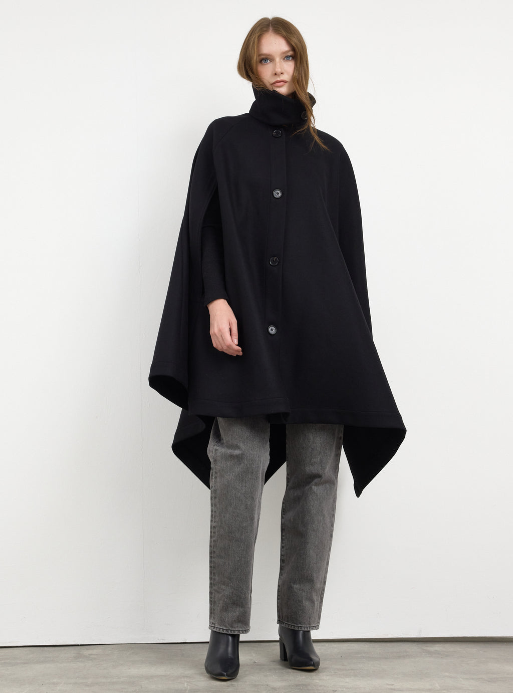 Black Wool Cape Jacket - Store WF
