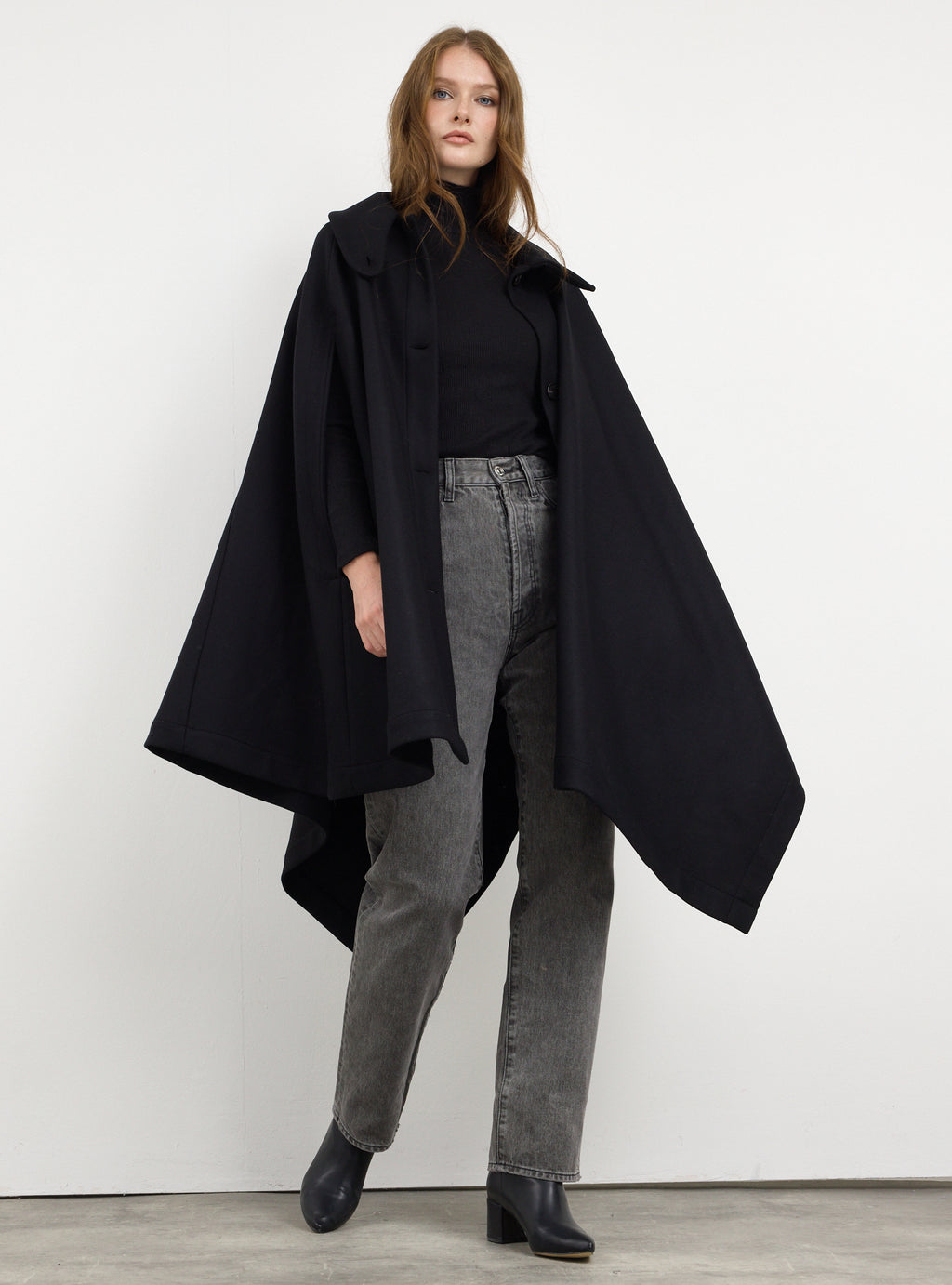 Black Wool Cape Jacket - Store WF