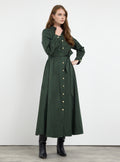 Gold Button Slit-Hem Belted Maxi Dress - Store WF