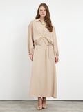Three-Piece Dress & Jacket Set with Brooch and Slim Tie Belt