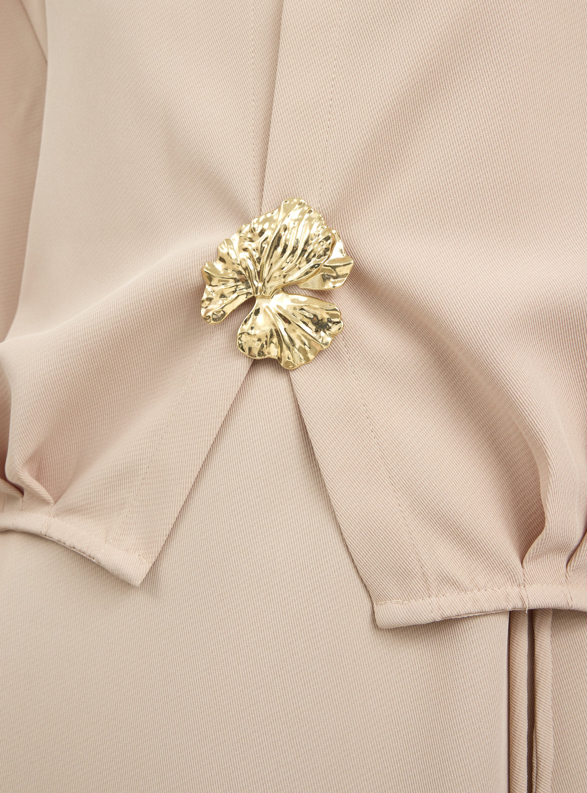 Three-Piece Dress & Jacket Set with Brooch and Slim Tie Belt