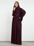 Burgundy Pleated Wide-Leg Trouser Shirt -Set - Store WF