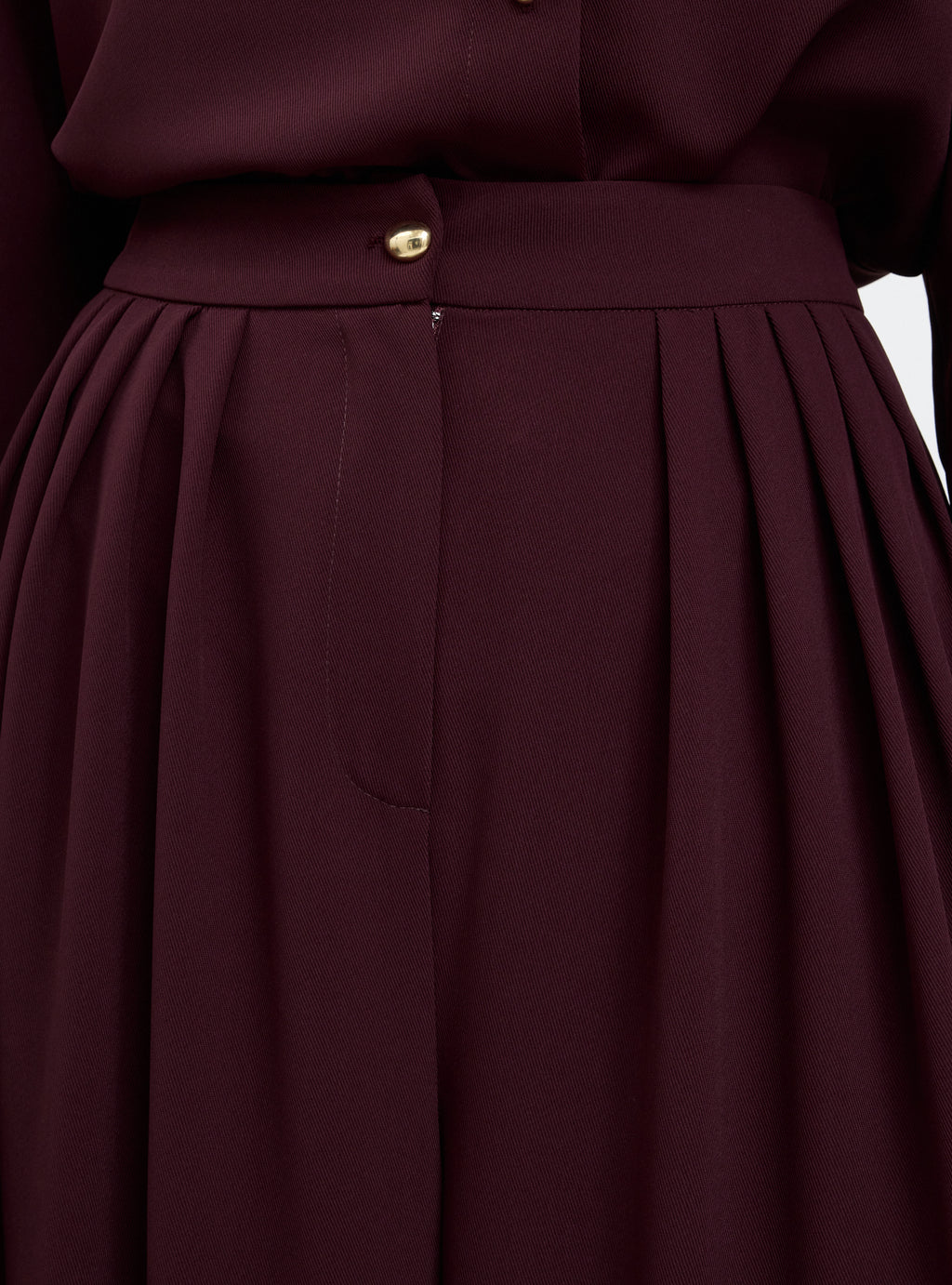 Burgundy Pleated Wide-Leg Trouser Shirt -Set - Store WF