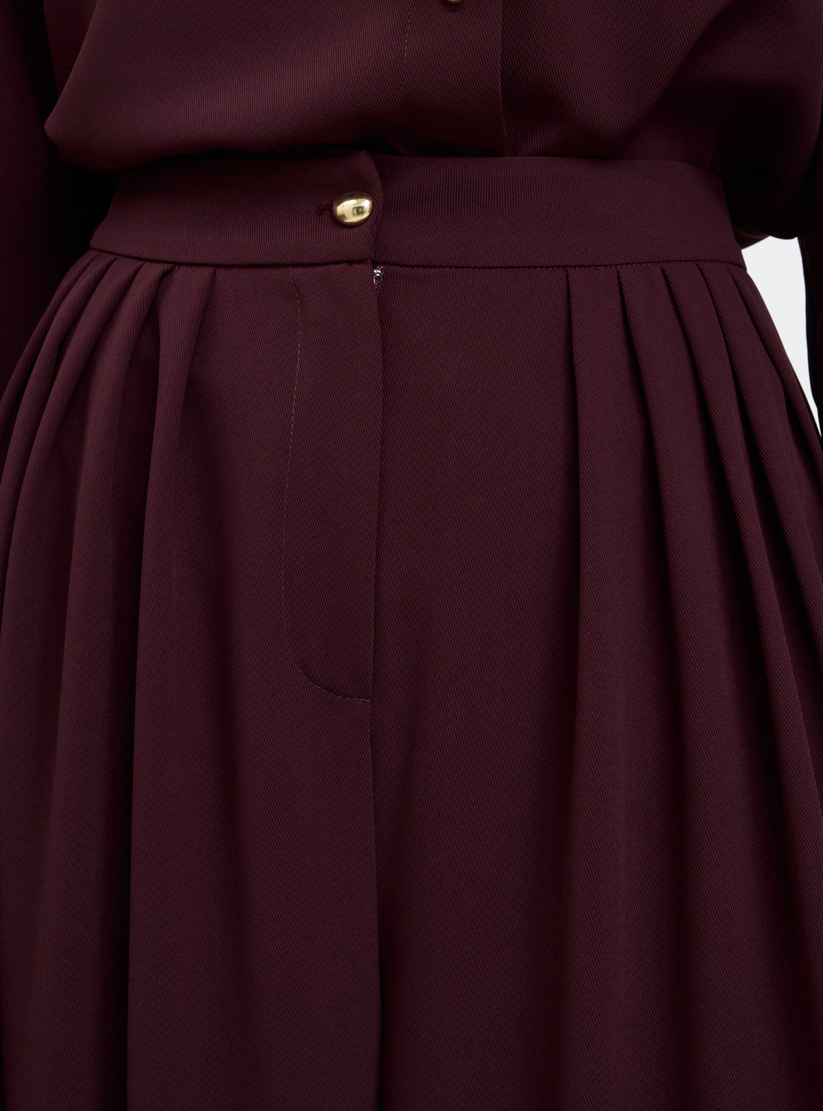 Burgundy Pleated Wide-Leg Trouser Shirt -Set - Store WF