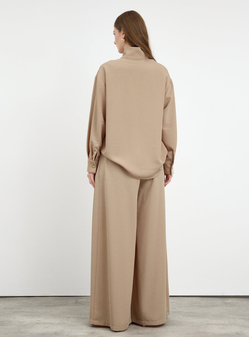 Nude Pleated Wide-Leg Trouser Shirt -Set - Store WF