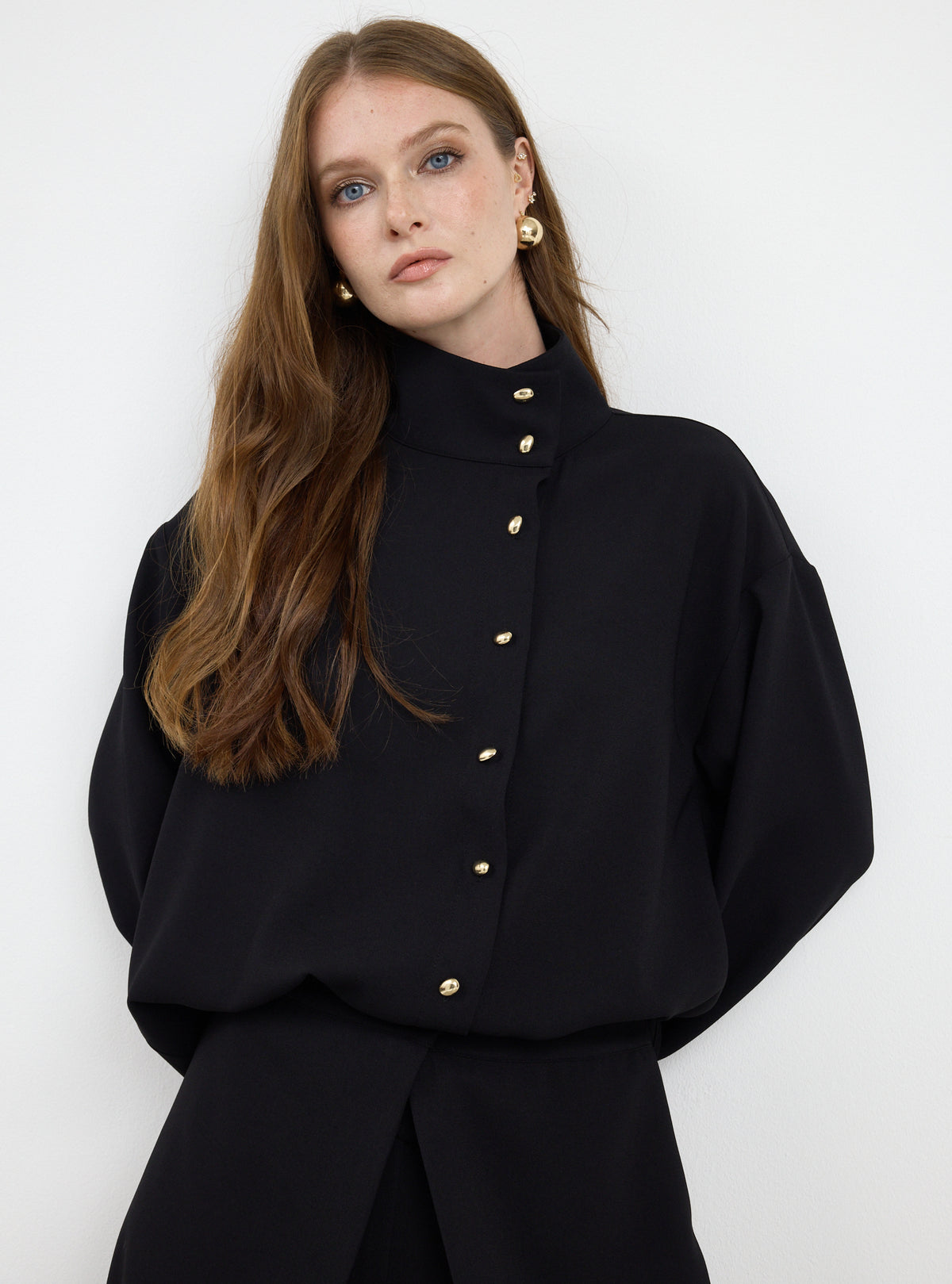 Black Shirt & Wide-Leg Trousers Set