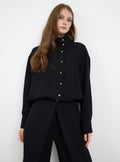 Black Shirt & Wide-Leg Trousers Set
