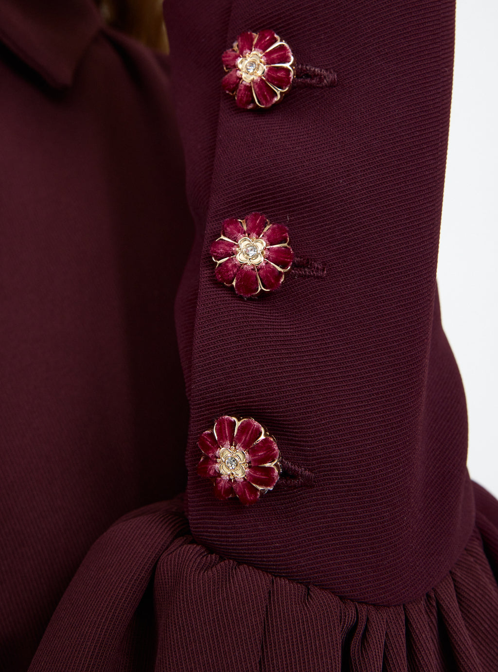 Burgundy Crystal Button Maxi Dress