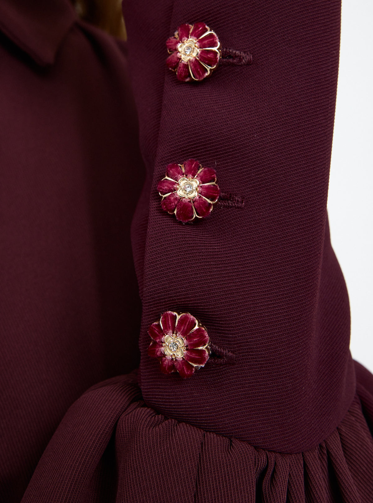 Burgundy Crystal Button Maxi Dress