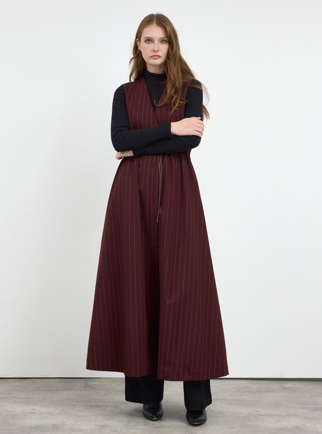 Wool Gilet With Scarf and Brosch Set Burgundy