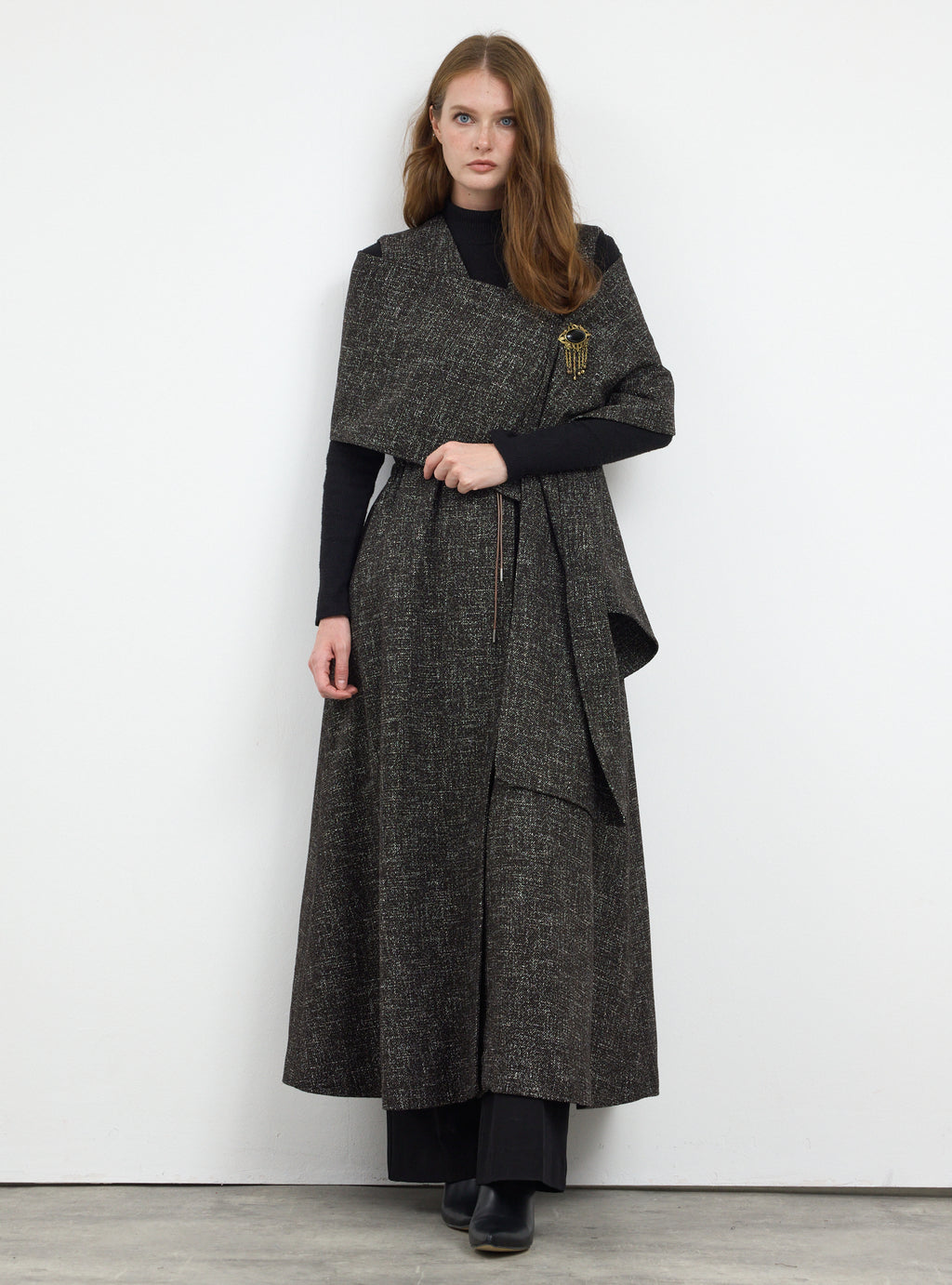 Wool Gilet With Scarf and Brosch Set
