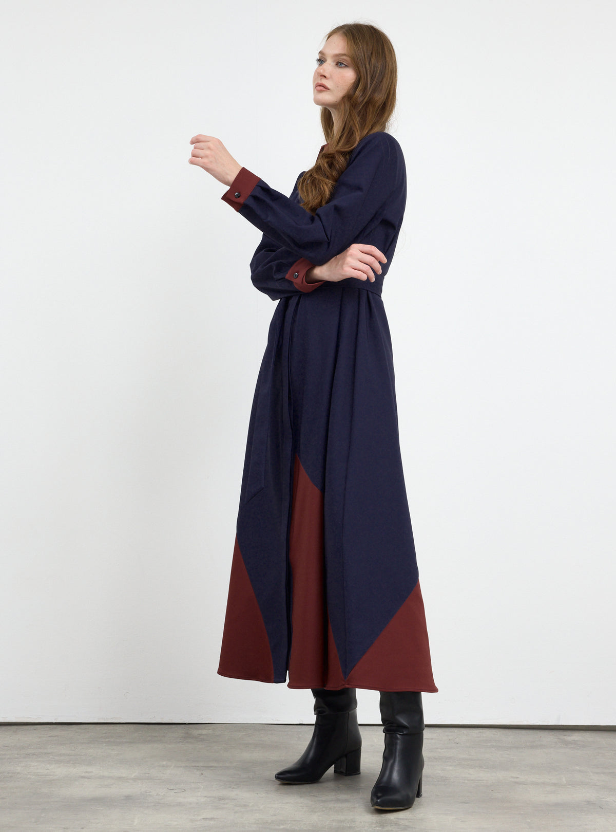 Color Block Belted Maxi Dress - Store WF