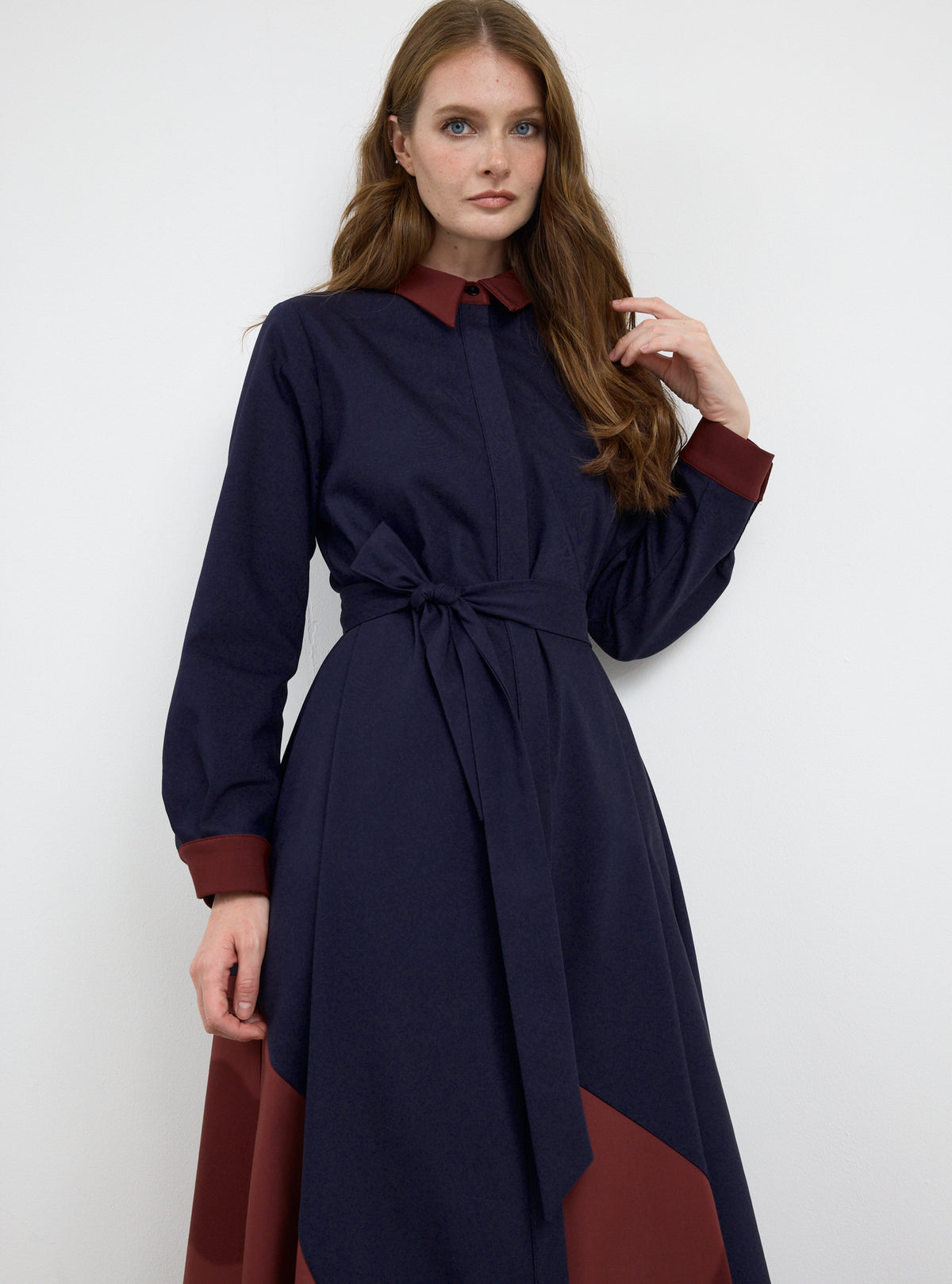 Color Block Belted Maxi Dress - Store WF