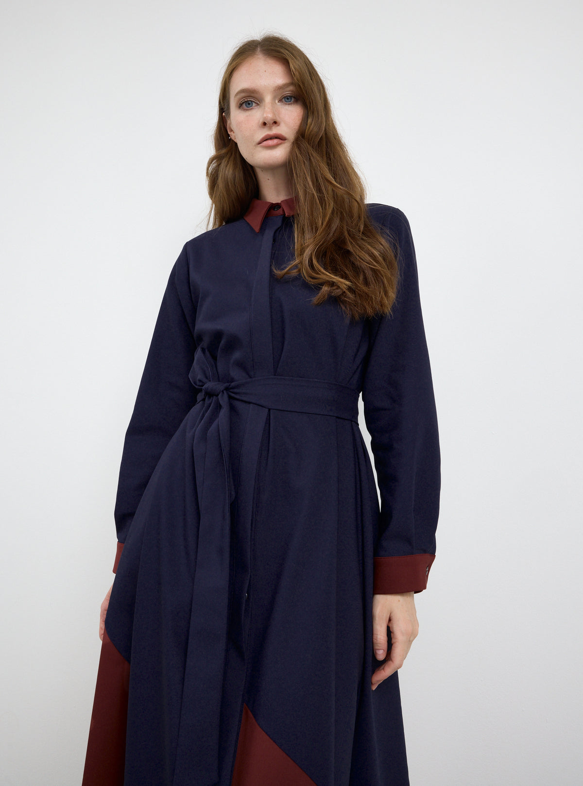Color Block Belted Maxi Dress - Store WF
