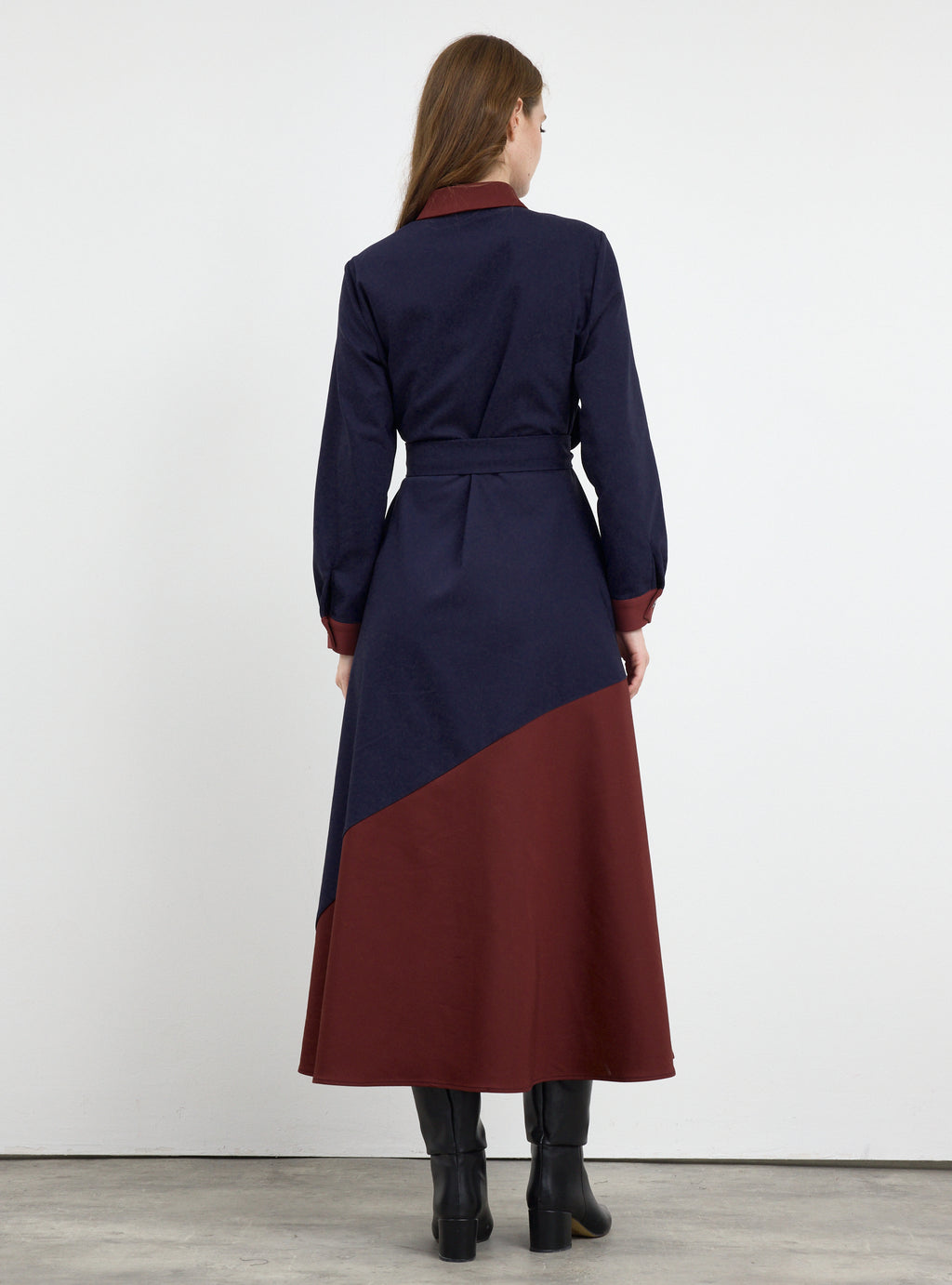 Color Block Belted Maxi Dress - Store WF