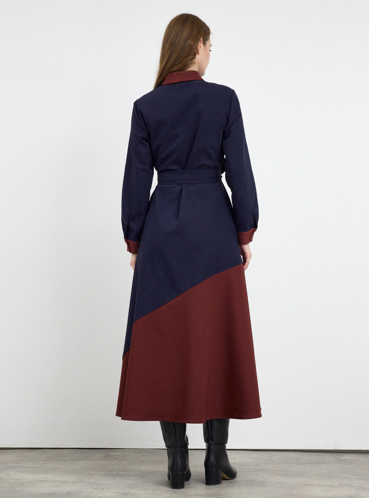 Color Block Belted Maxi Dress - Store WF