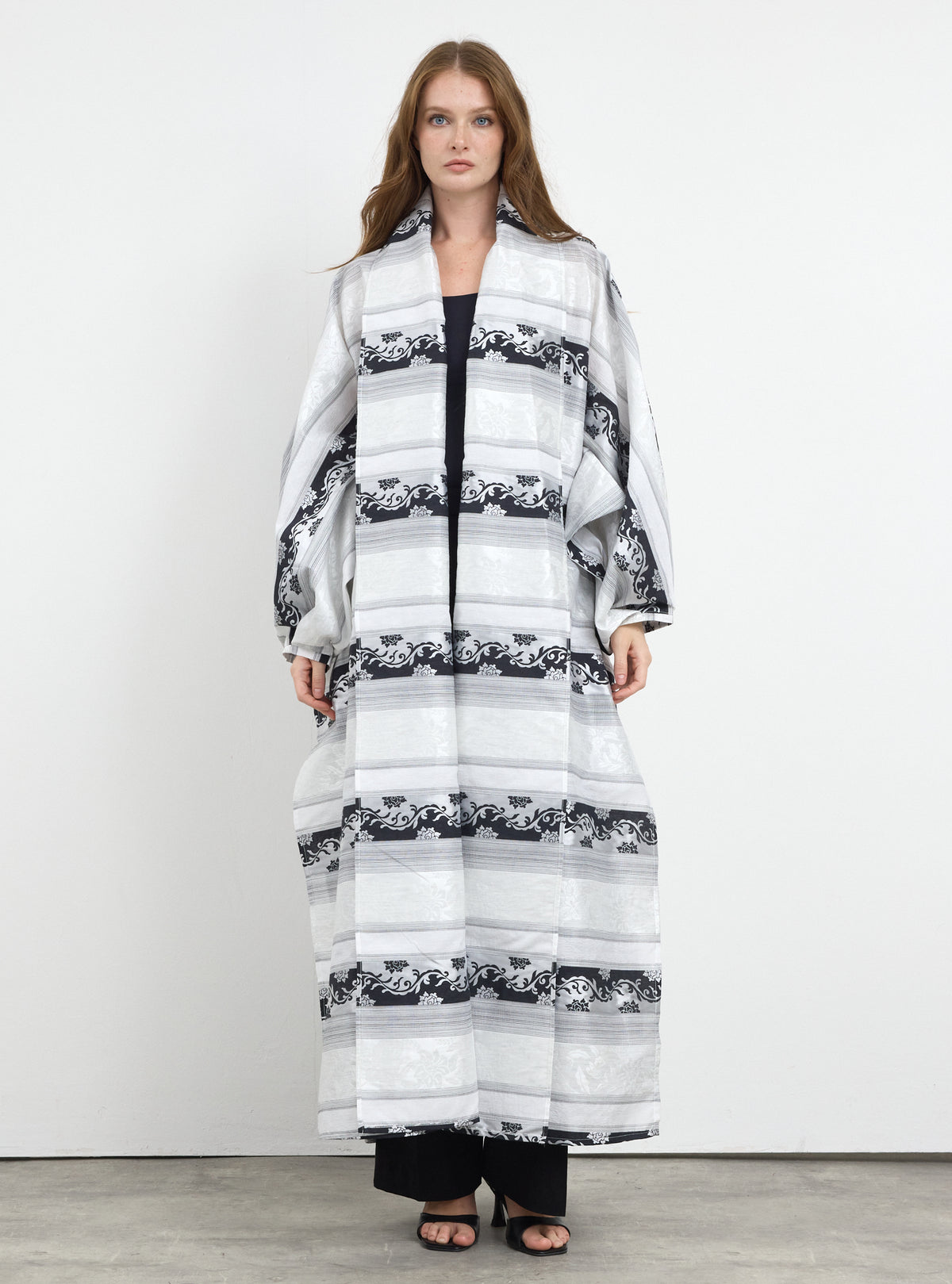 Black & White Jacquard Abaya
