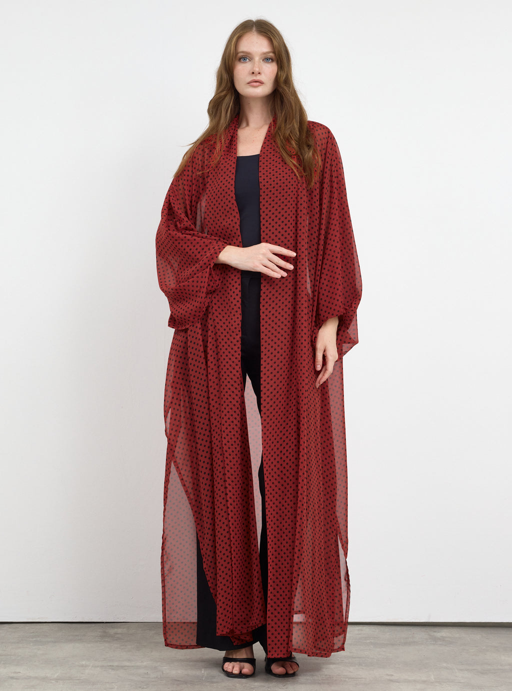 Red Polka Dot Elegance Abaya