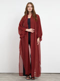 Red Polka Dot Elegance Abaya