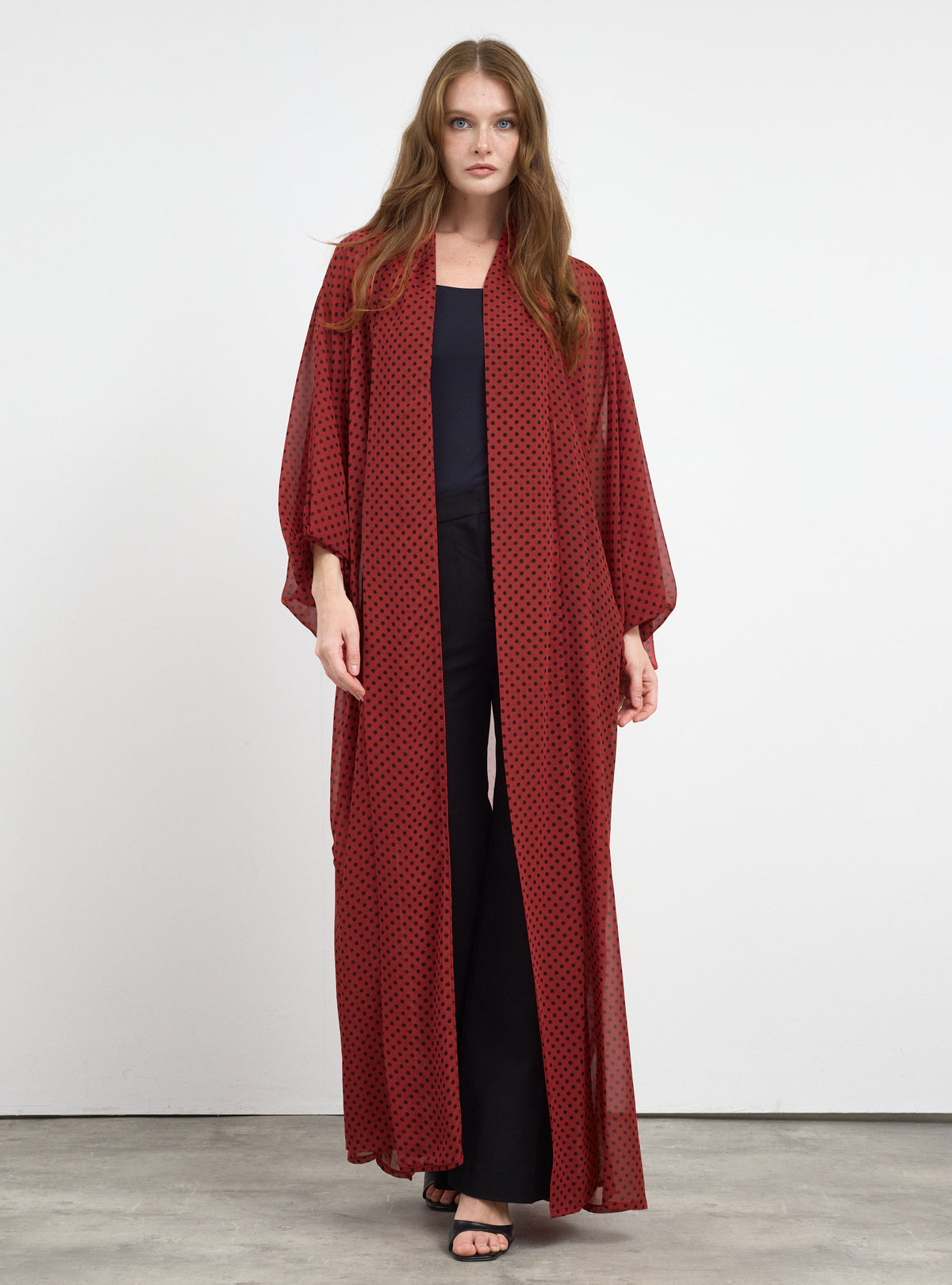 Red Polka Dot Elegance Abaya