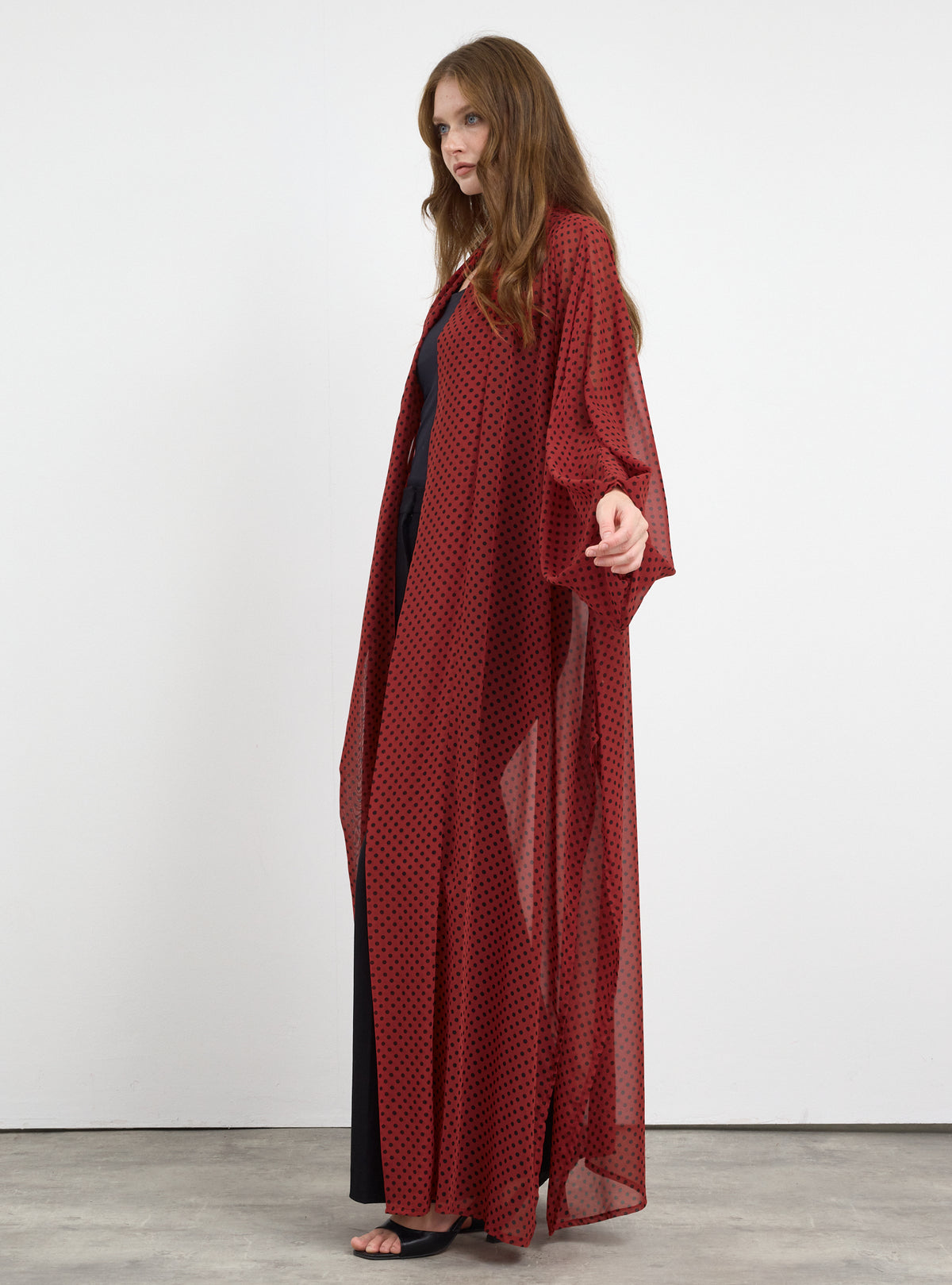 Red Polka Dot Elegance Abaya