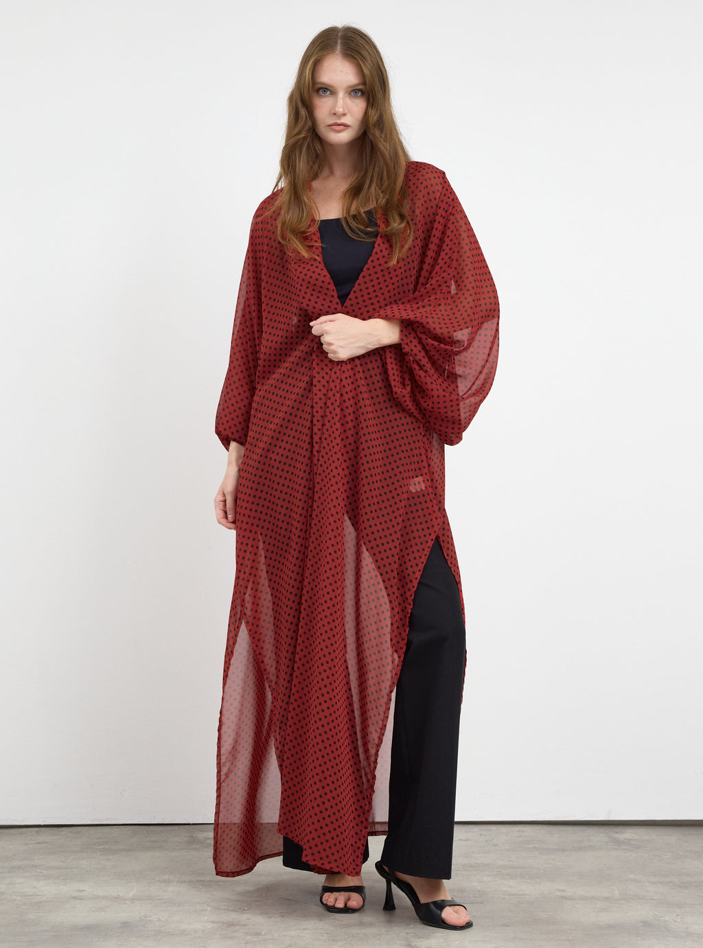Red Polka Dot Elegance Abaya